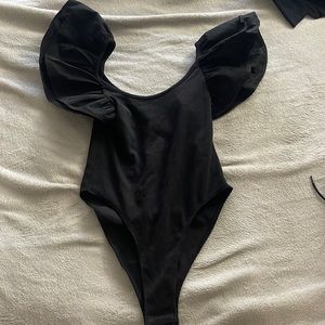 Accent sleeve, off shoulder bodysuit